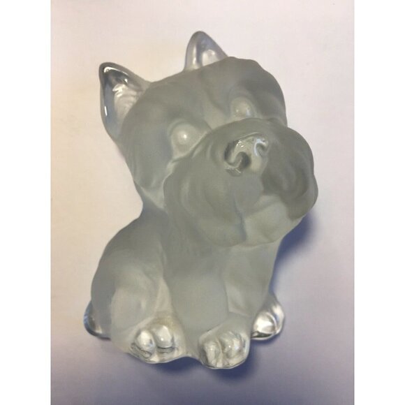 VIKING Frosted Glass Scottie Dog Bookend Figurine Paperweight 5.5” Puppy Terrier - Picture 1 of 7